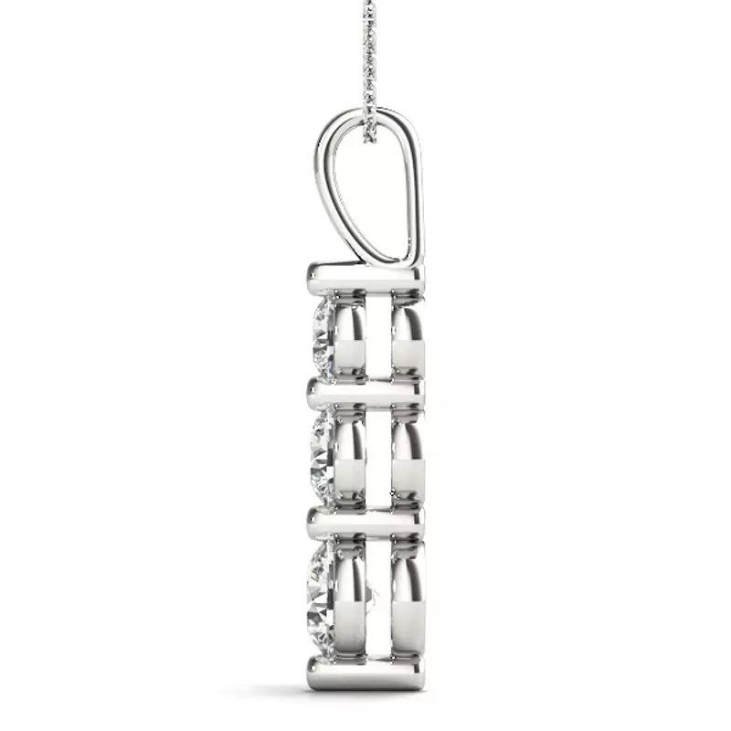 14K White Gold Three-Stone Lab Diamond Graduating Pendant (2 ct. tw.)