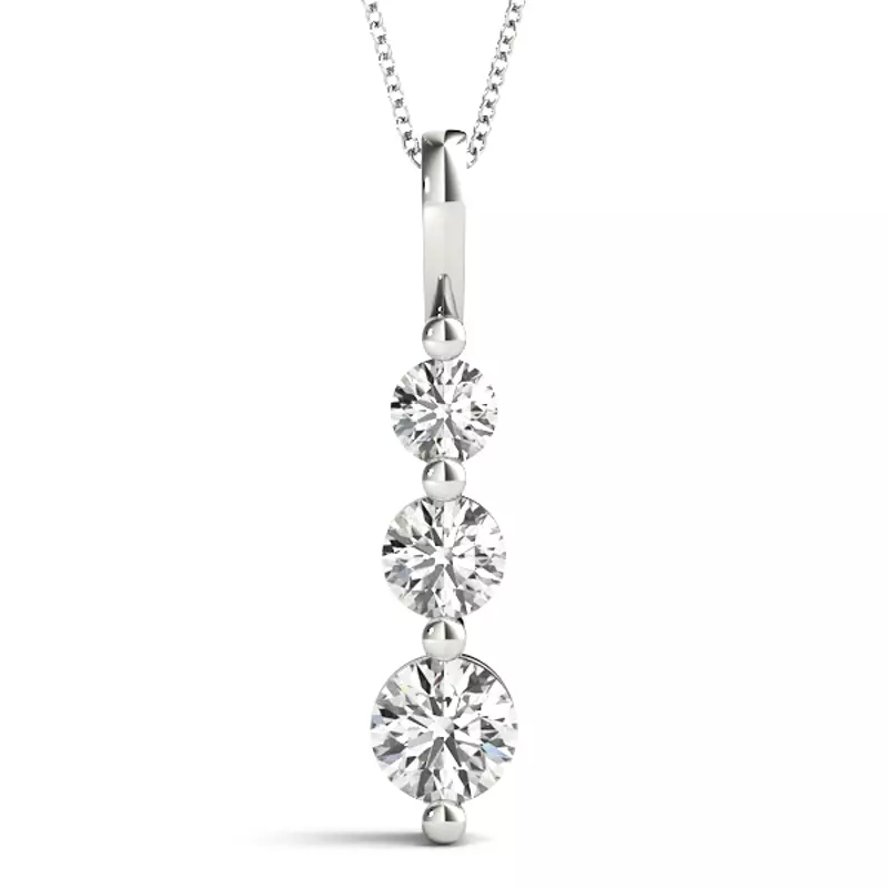14K White Gold Three-Stone Lab Diamond Graduating Pendant (2 ct. tw.)