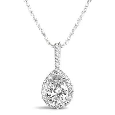 Pear Shaped Lab Diamond Halo Necklace 