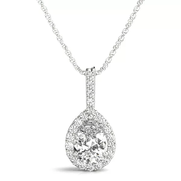 Pear Shaped Lab Diamond Halo Necklace 