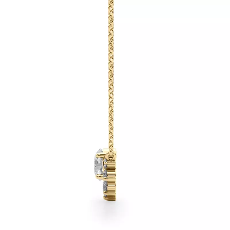 14K Yellow Gold Petal Cluster Lab Diamond Pendant