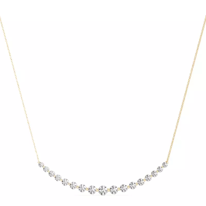 14K Yellow Gold Bubbly Lab Diamond Line Necklace