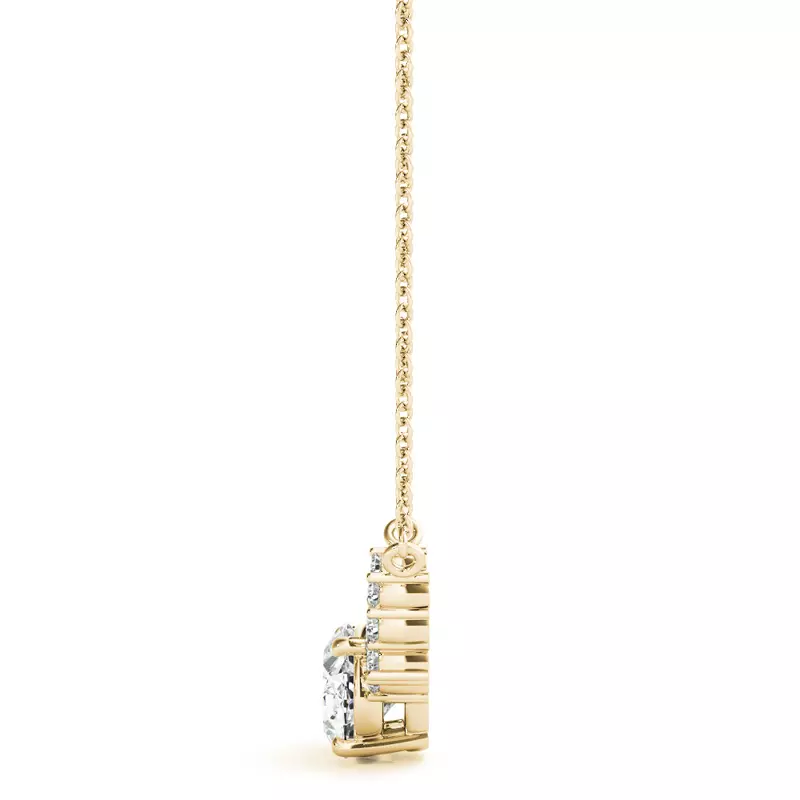 14K Yellow Gold Oval Cluster Lab Diamond Necklace