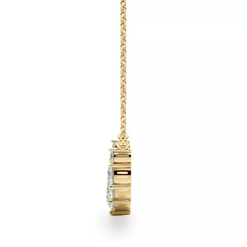 14K Yellow Gold Scattered Round Lab Grown Diamond Curved Pendant