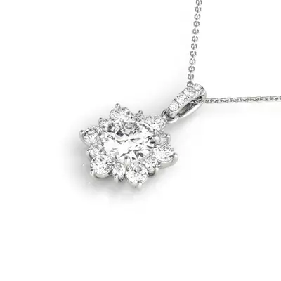 Starburst Lab Diamond Halo Necklace
