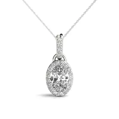 Oval Lab Diamond Halo Necklace