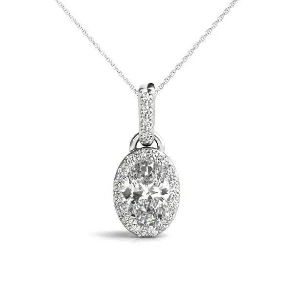 Oval Lab Diamond Halo Necklace