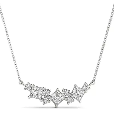 Alternating Princess-Cut and Round Lab Diamond Necklace