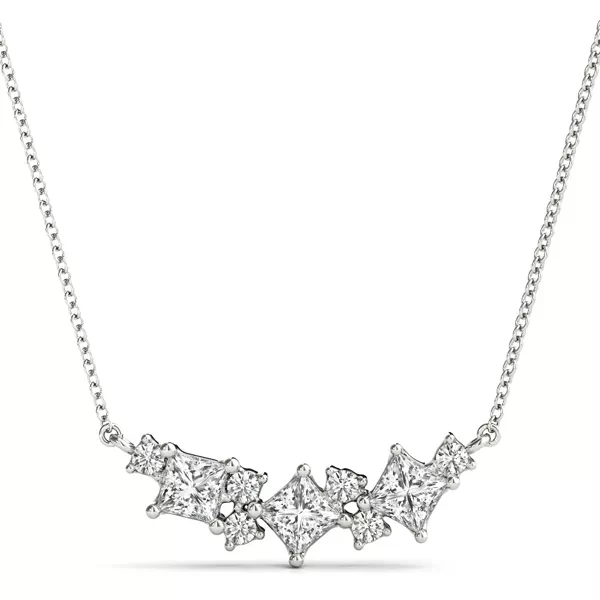 Alternating Princess-Cut and Round Lab Diamond Necklace