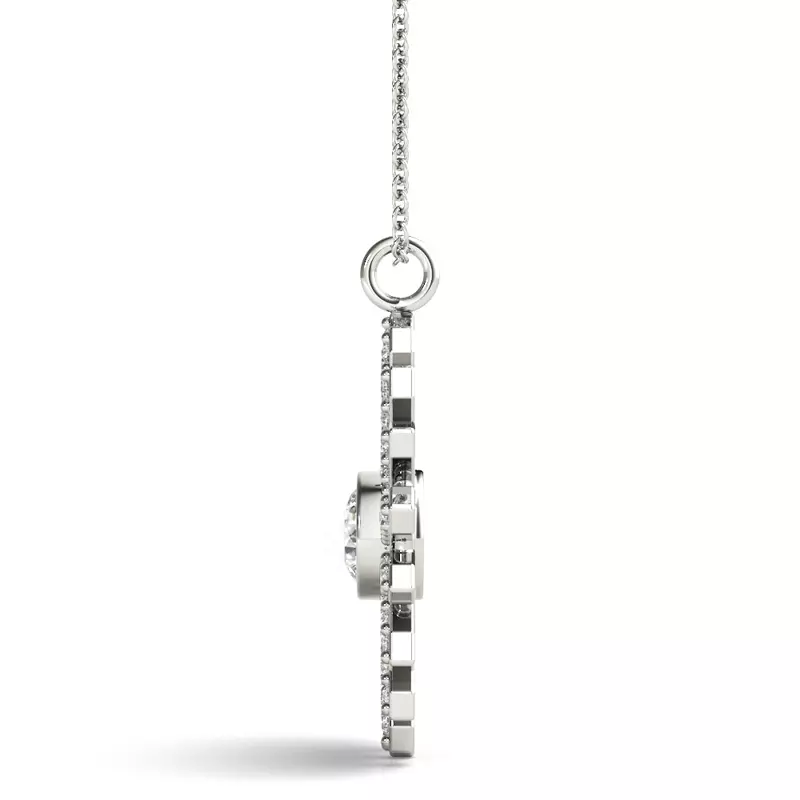 14K White Gold Sunburst Lab Diamond Pendant