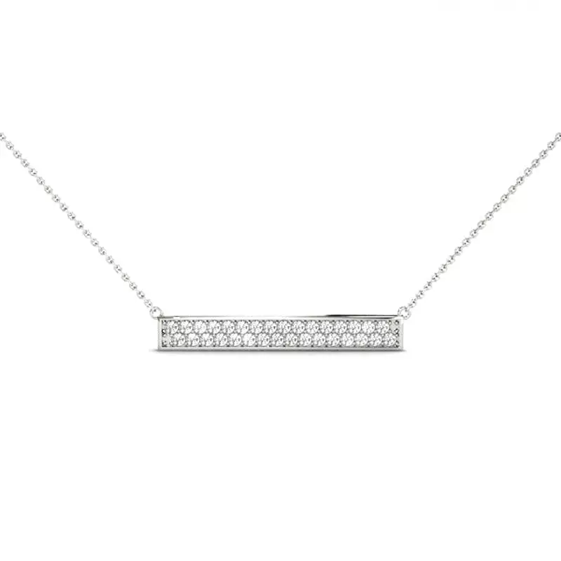 14K White Gold Lab Diamond Bar Pendant