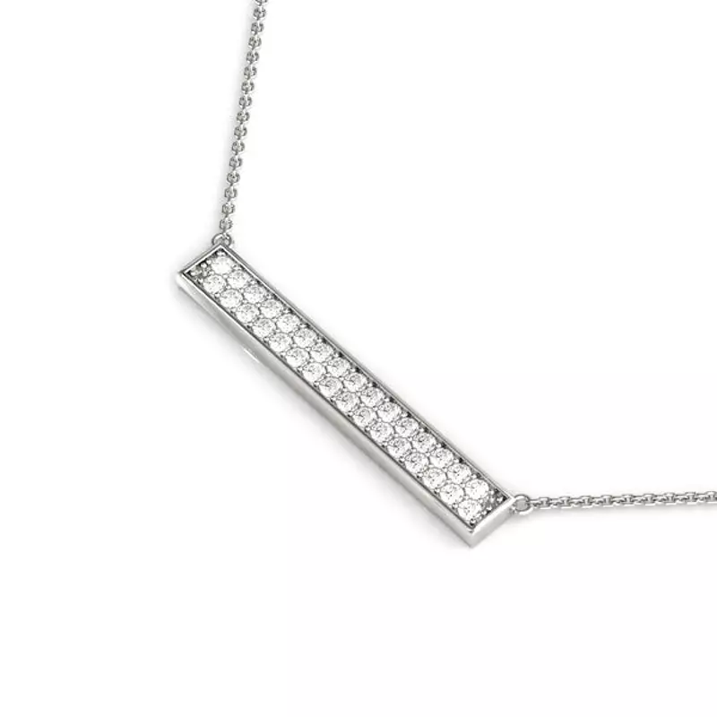 14K White Gold Lab Diamond Bar Pendant