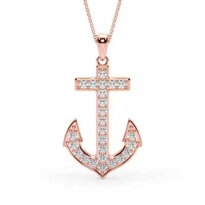 Lab Diamond Anchor Necklace