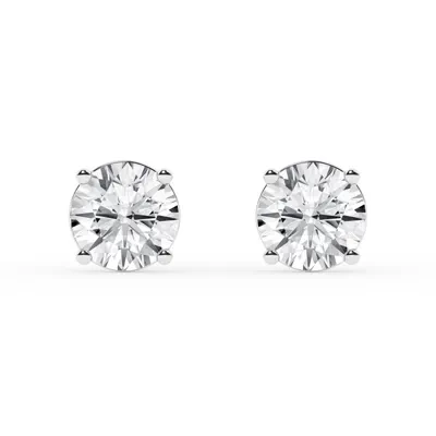 Round Lab Diamond Silver Stud Earrings (3 ct. tw.)