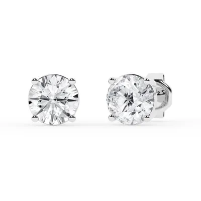 Round Lab Diamond Silver Stud Earrings (3 ct. tw.)