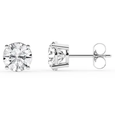 Round Lab Diamond Silver Stud Earrings (3 ct. tw.)