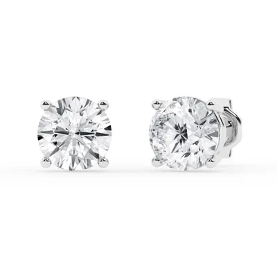 Round Lab Diamond Silver Stud Earrings (4 ct. tw.)