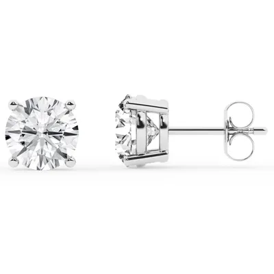 Round Lab Diamond Silver Stud Earrings (4 ct. tw.)