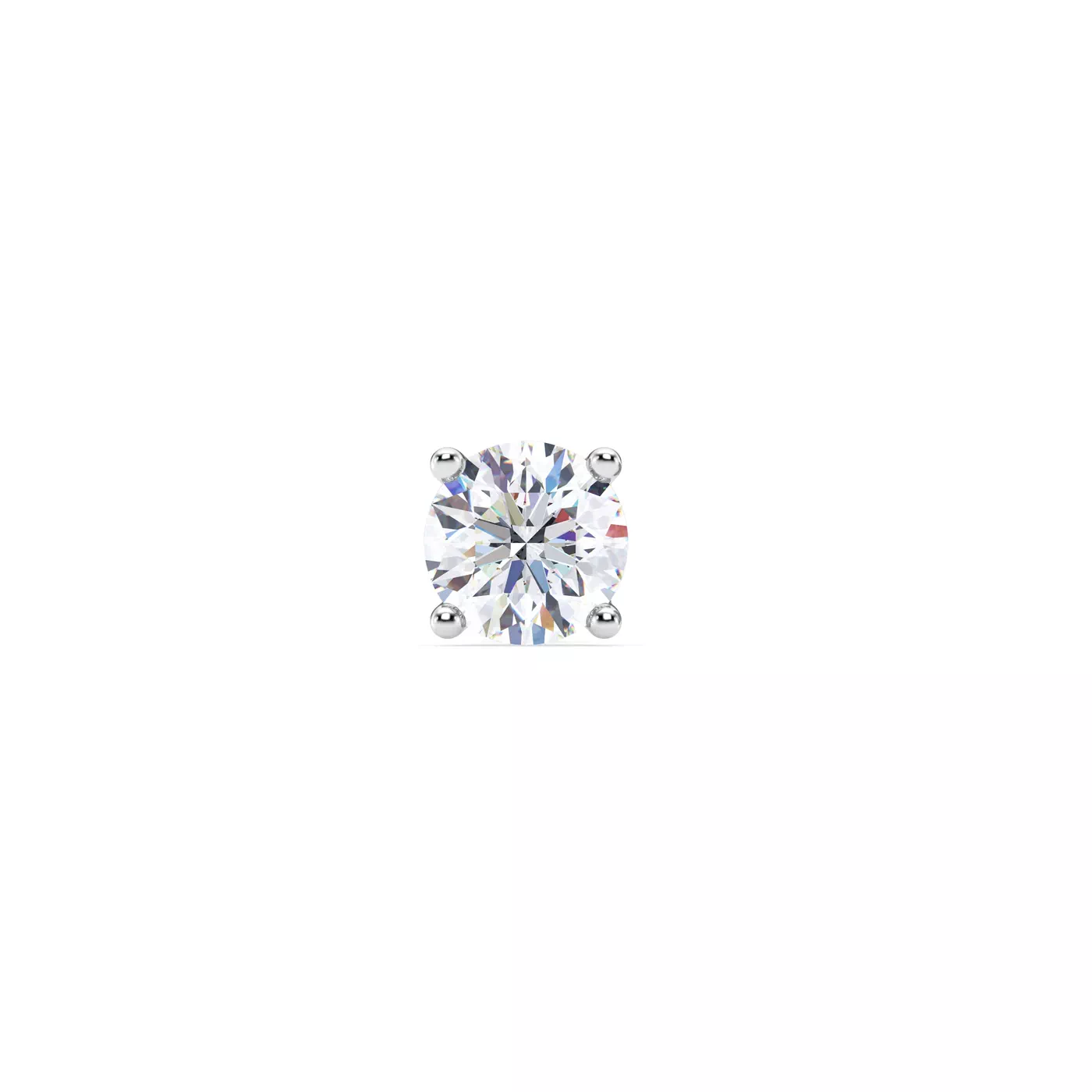 Single Stud With Screw-Back 18K White Gold Engagement Ring