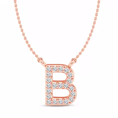 Lab Diamond Initial Necklace – B