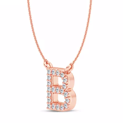 Lab Diamond Initial Necklace – B