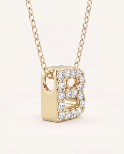 Petite Lab Diamond Initial Necklace – B