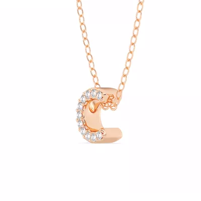 Petite Lab Diamond Initial Necklace – C
