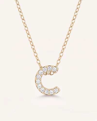 Petite Lab Diamond Initial Necklace – C