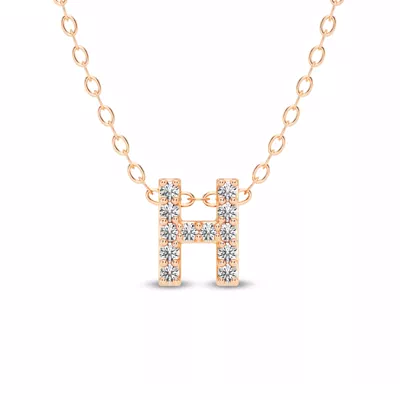 Petite Lab Diamond Initial Necklace – H