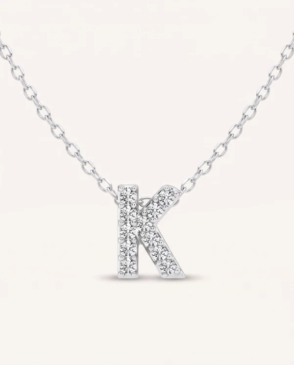 Diamond Necklaces Petite Lab Diamond Initial  – K