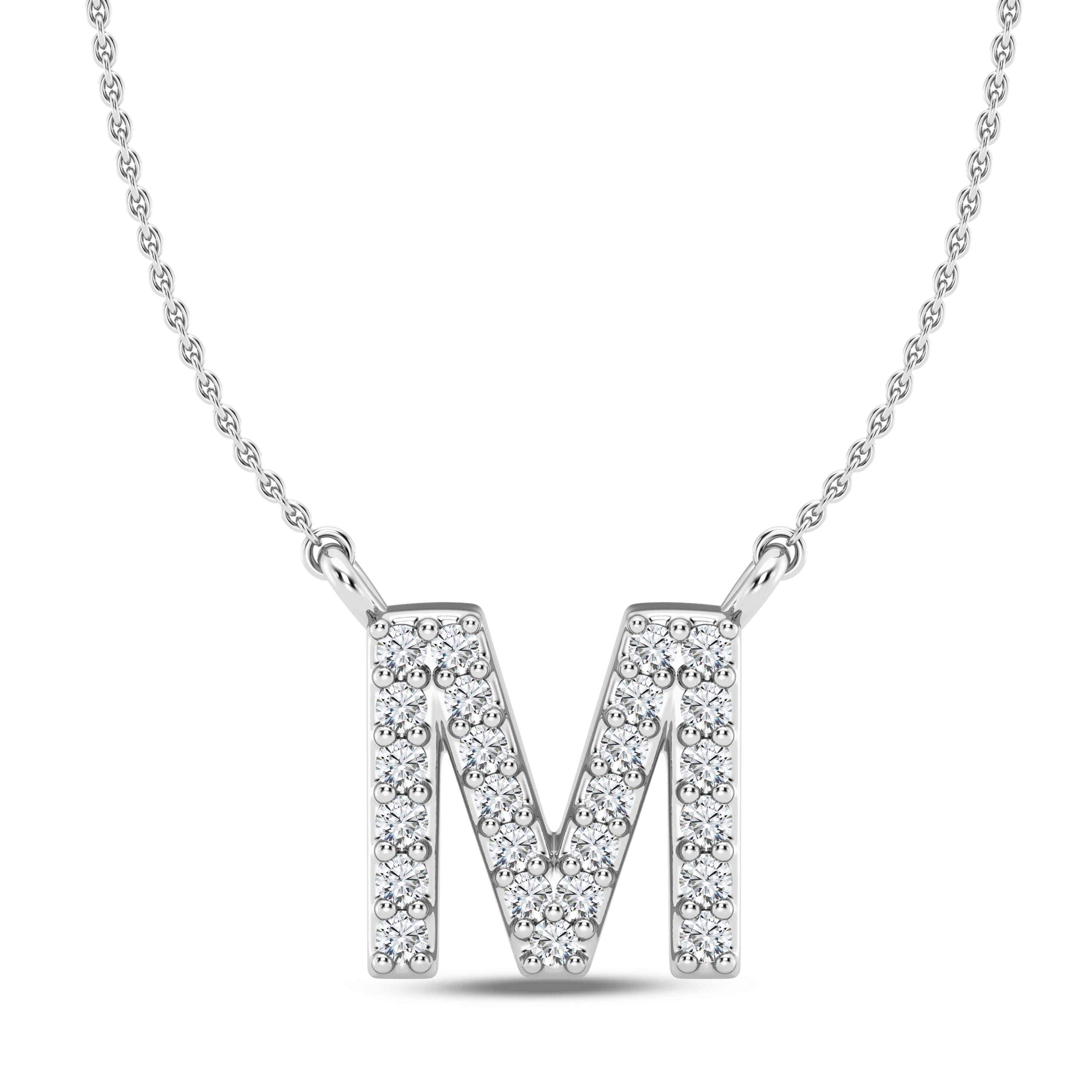 Lab Diamond Initial Necklace – M - 14K Yellow Gold