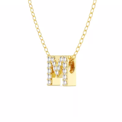 Petite Lab Diamond Initial Necklace – M