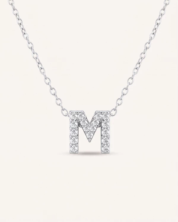 Diamond Necklaces Petite Lab Diamond Initial  – M