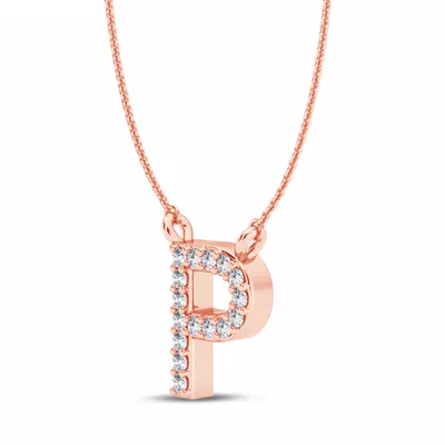 Lab Diamond Initial Necklace – P