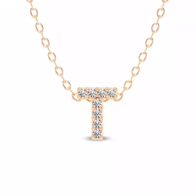 Petite Lab Diamond Initial Necklace – T