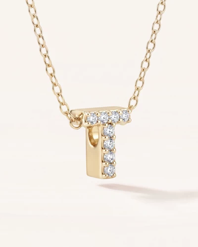 Petite Lab Diamond Initial Necklace – T
