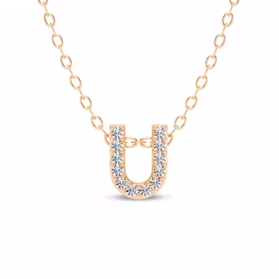Petite Lab Diamond Initial Necklace – U
