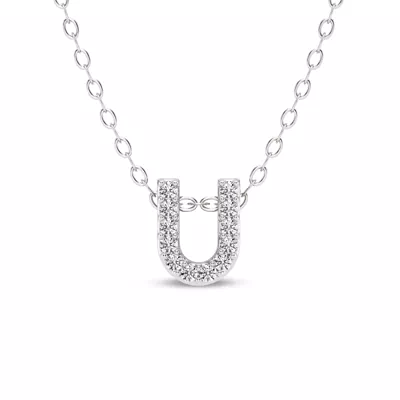 Petite Lab Diamond Initial Necklace – U