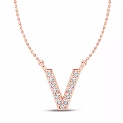 Lab Diamond Initial Necklace – V