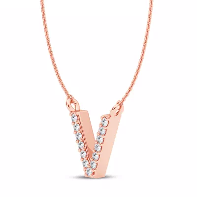 Lab Diamond Initial Necklace – V