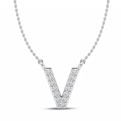 Lab Diamond Initial Necklace – V