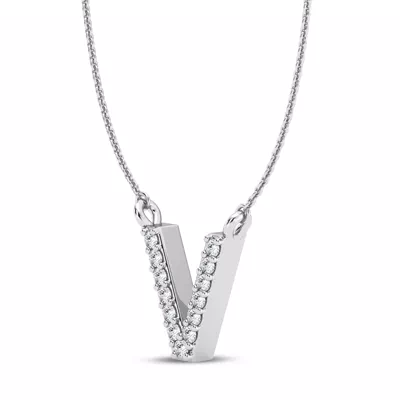Lab Diamond Initial Necklace – V