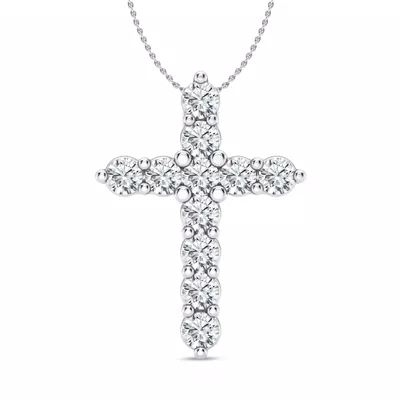Classic Shared Prong Lab Diamond Cross Necklace (3 ct. tw.)