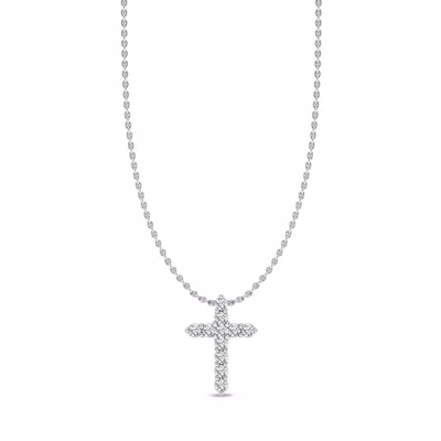 Classic Shared Prong Lab Diamond Cross Necklace (.10 ct. tw.)