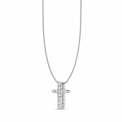 Classic Shared Prong Lab Diamond Cross Necklace (.10 ct. tw.)