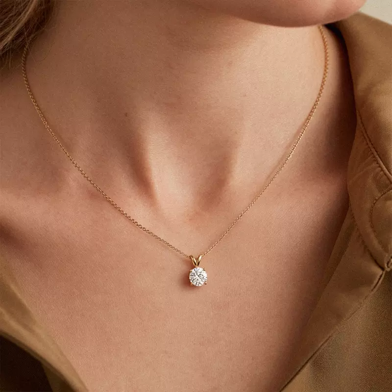 18K Rose Gold Split Bail Lab Diamond Solitaire Necklace (1.50 ct.)