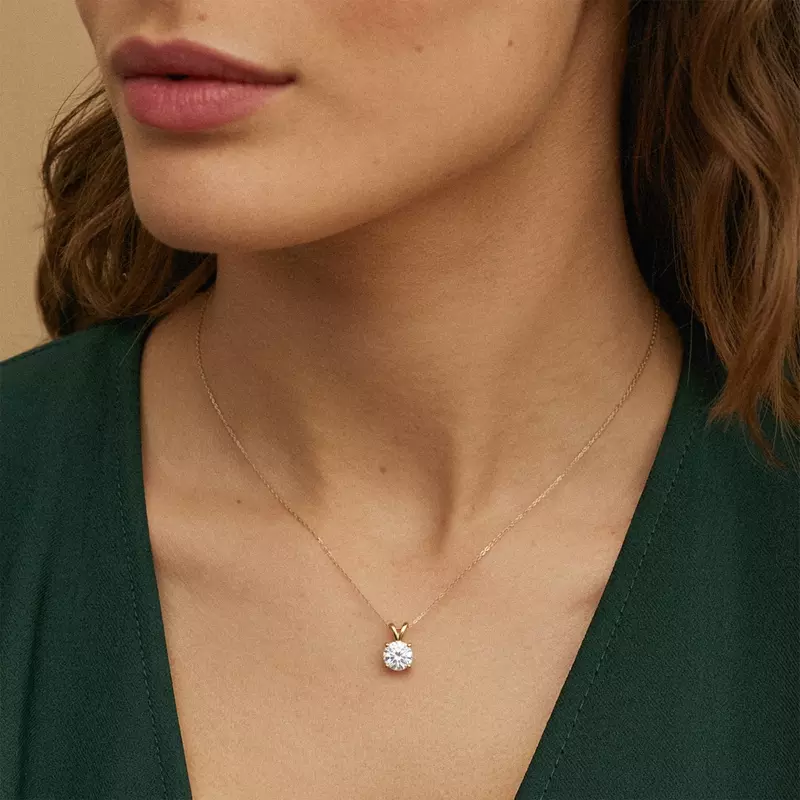18K Rose Gold Split Bail Lab Diamond Solitaire Necklace (2.00 ct.)