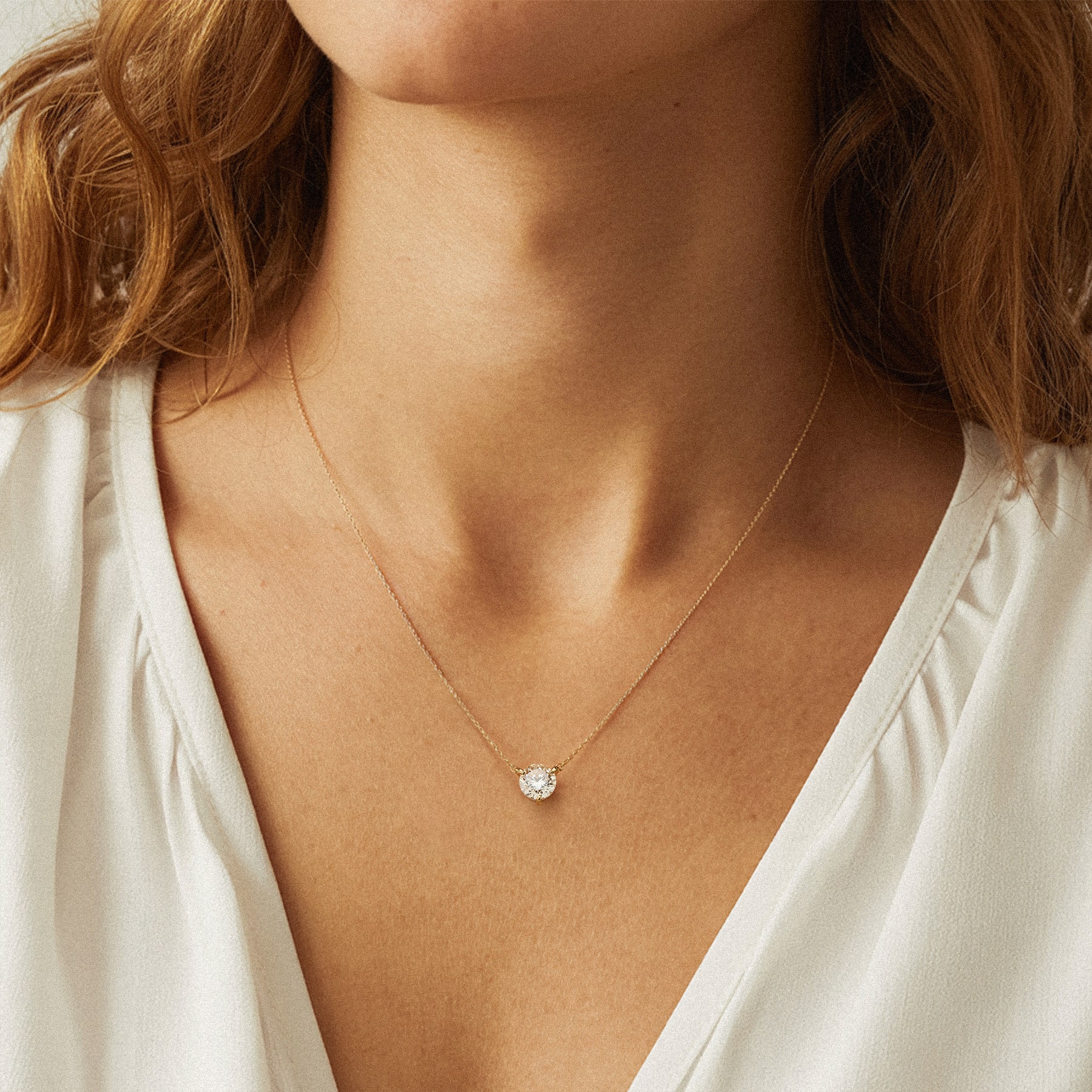 18K Rose Gold 3-Prong Lab Diamond Solitaire Necklace (2 ct.)