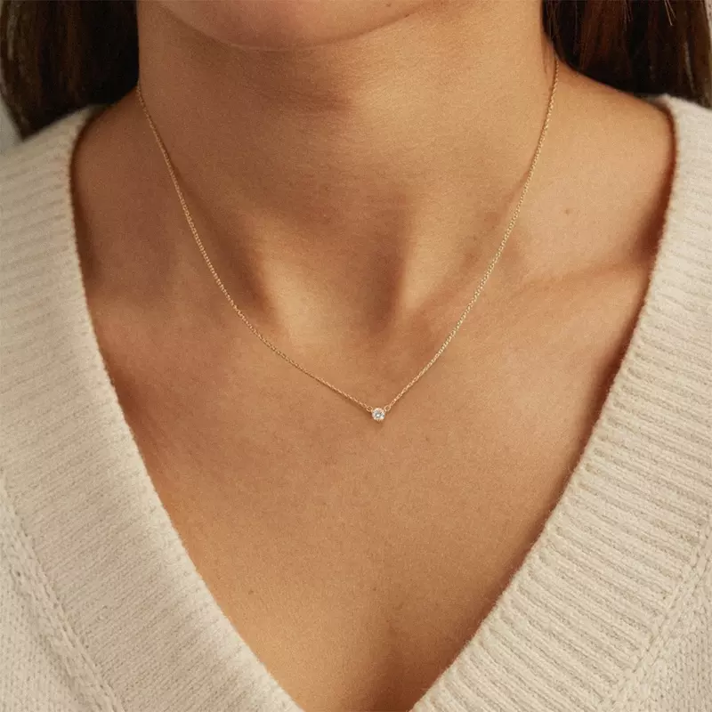 18K White Gold 3-Prong Lab Diamond Solitaire Necklace (1/4 ct.)