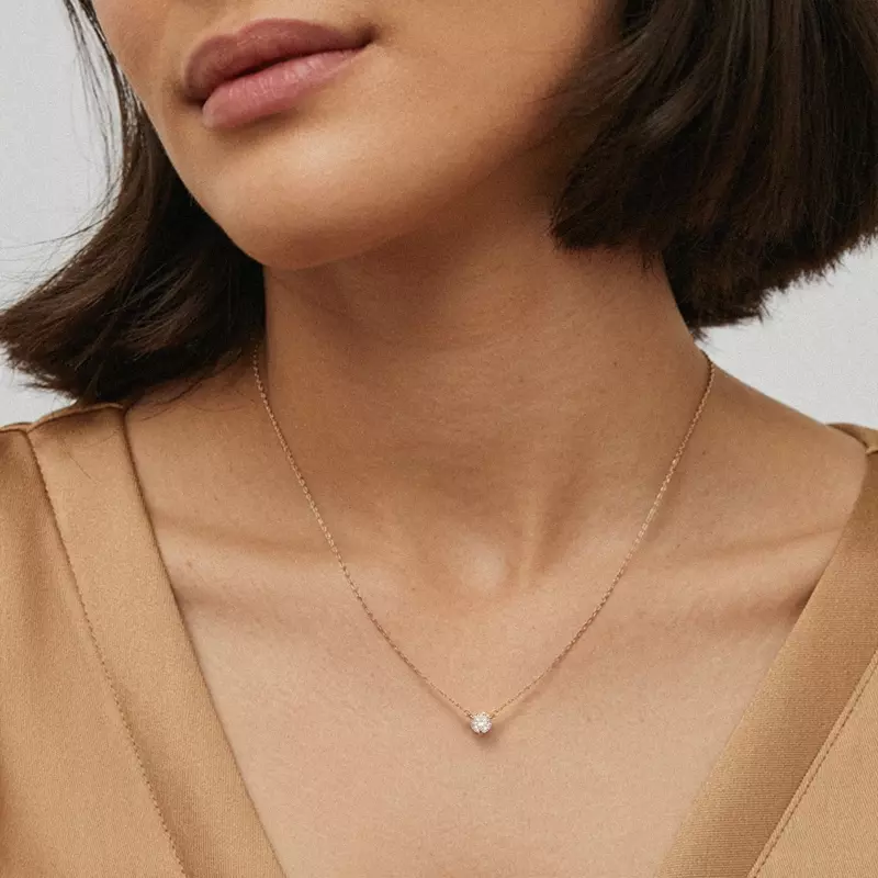 14K Rose Gold 3-Prong Lab Diamond Solitaire Necklace (1 ct.)